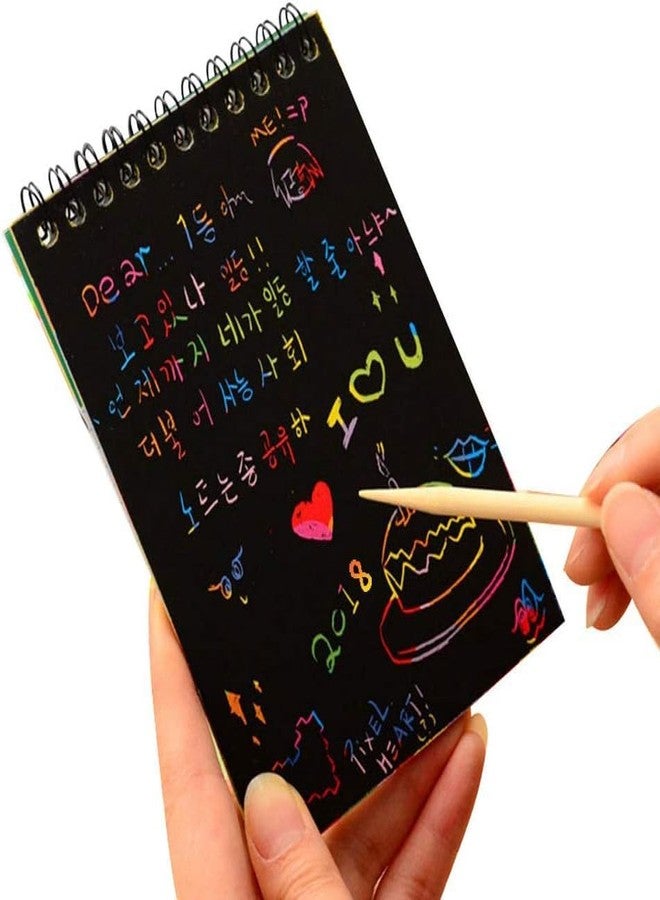 Evissa Paper Scratch Note Colorful Magic Art Craft Kit Includes Multicolour | Birthday Return Gifts For Kids Scratch Book For Stationary Kit For Birthday, Return Gift Aged 3-12 | Pack Of 8 - Image 3